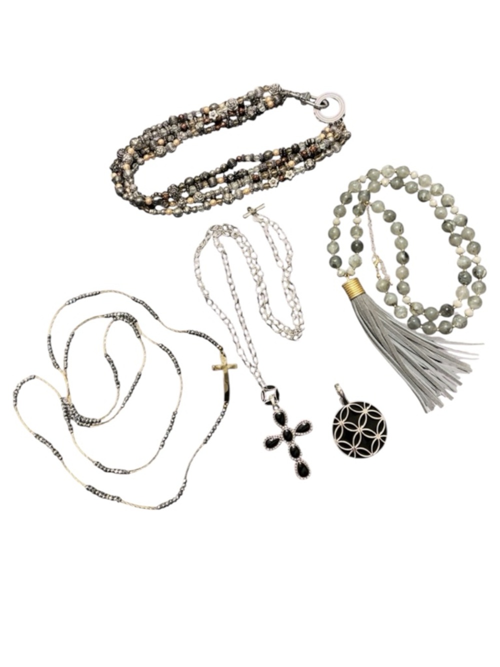 ✨ Boho Necklace Lot Tassel Pendant Layered Styles Interchangeable Charm EUC